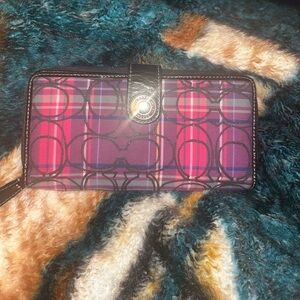 Coach Poppy Madras Tartan Plaid Signature C Wallet